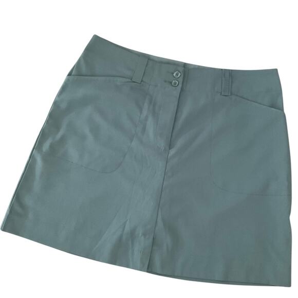 Nike Golf DRI-FIT Gray Green Mini Skirt Skort pockets Size 10 Medium EUC - Picture 1 of 7